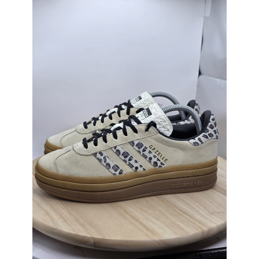 Womens Size 9 - Adidas Gazelle Bold JI1370 Beige Leopard Casual Shoes Sneakers